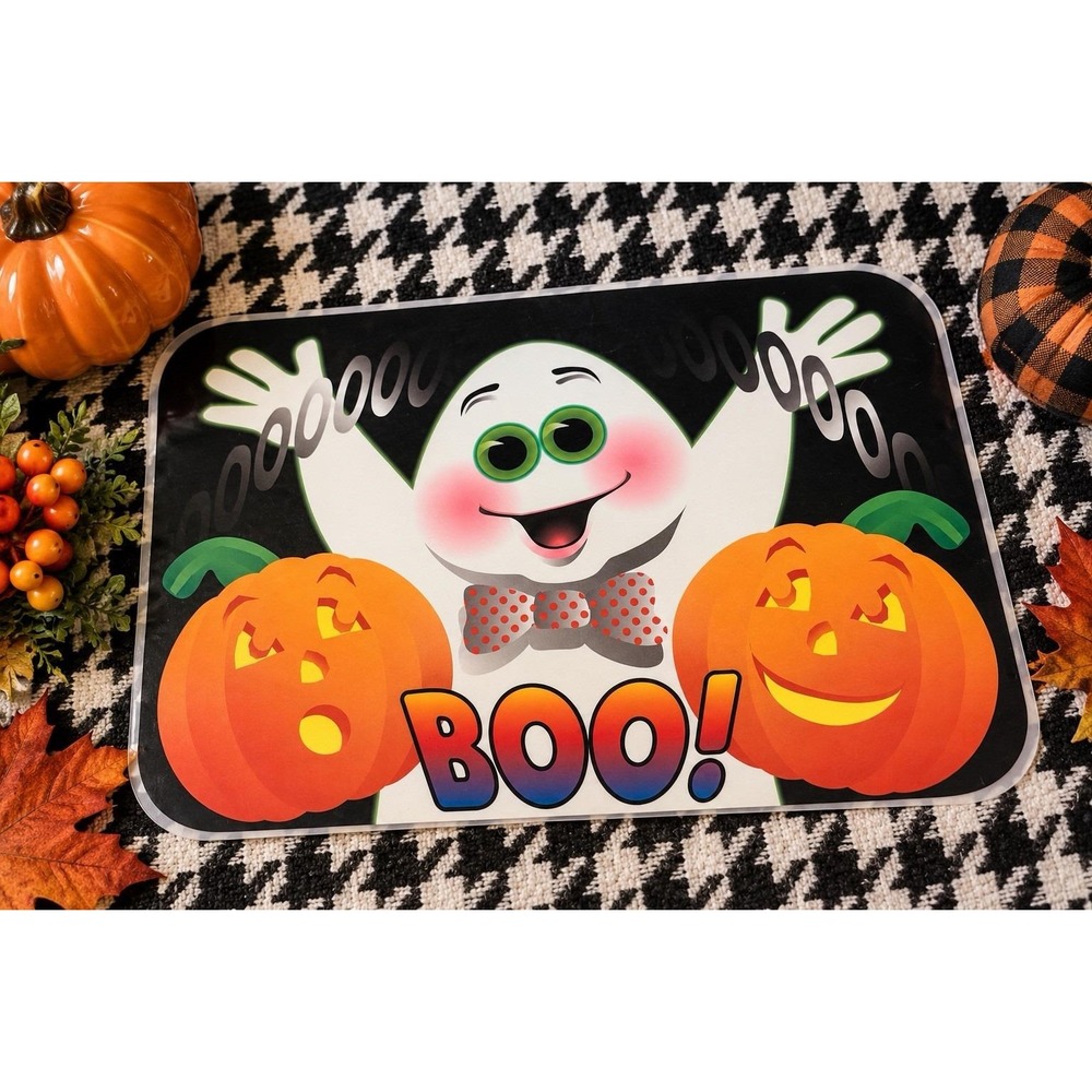 VTG 1994 Bright of America Halloween Thanksgiving Placemat Ghost Pumpkin Retro